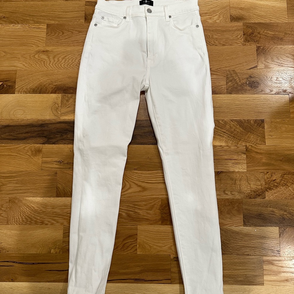 7 For All Mankind High Rise White Skinny Jeans